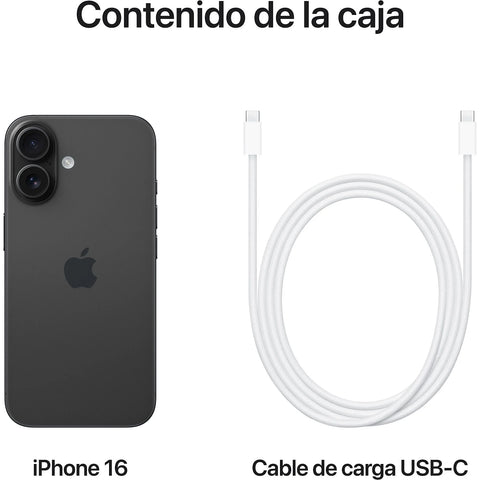 Apple iPhone 16, Negro, 5G, 6.1 " OLED Nuevo