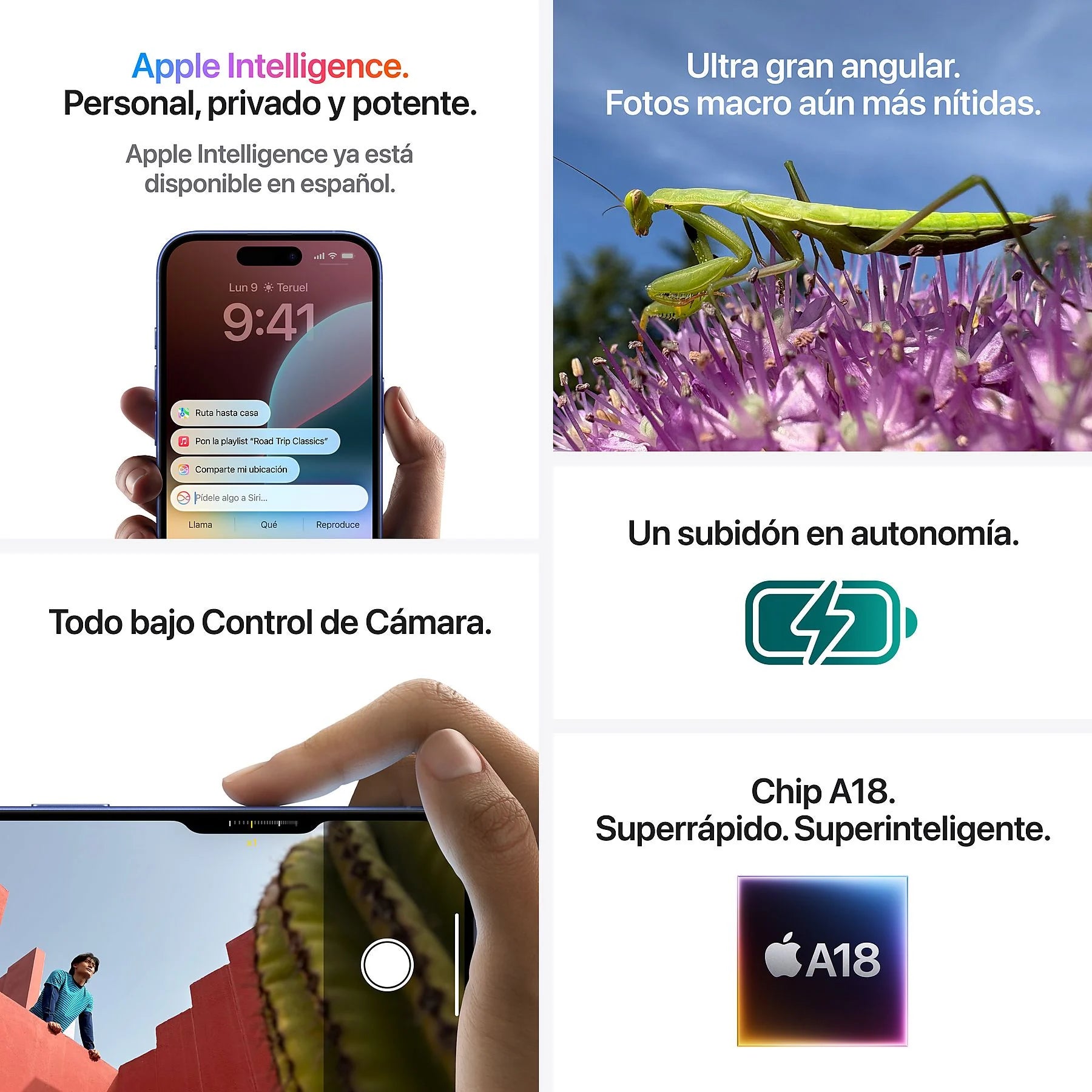 Apple iPhone 16, Verde azulado, 5G, 6.1 " OLED Nuevo